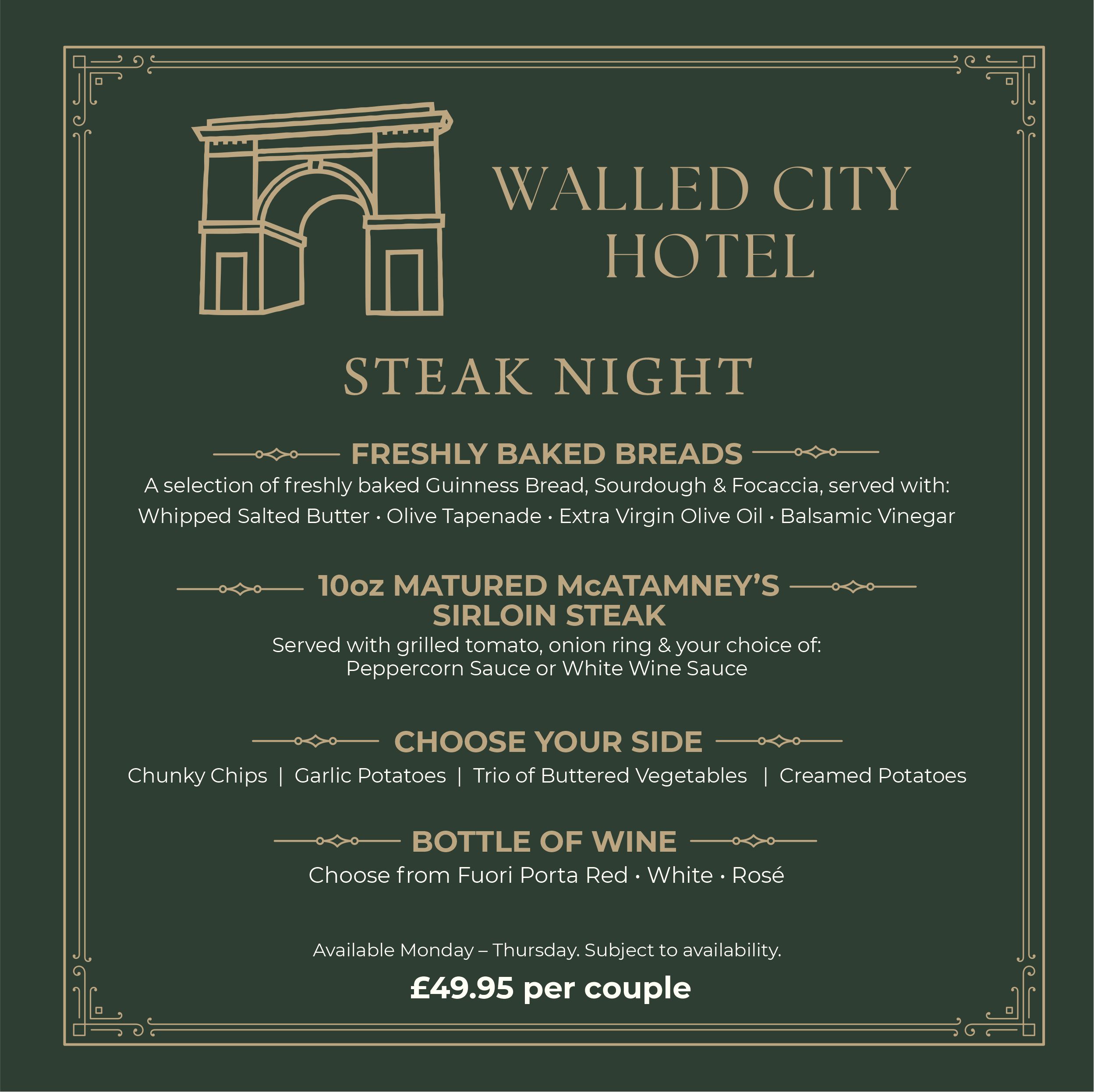 Date night dining at Walled City Hotel